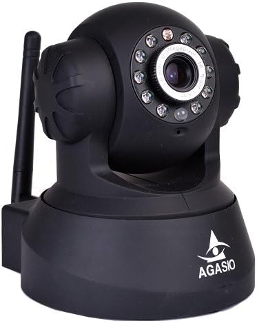 Agasio A502W Wireless IP Camera with IR-Cut Off Filter 3.6mm lens 90Degree Viewing Angle, Black