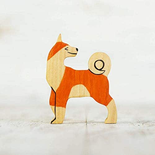 Wooden dog toy Miniature animal Handmade