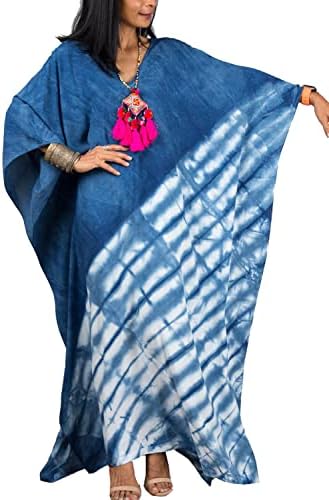 YouKD Summer Print Floral Long Kaftan Bohemian Roomy Beach Robe