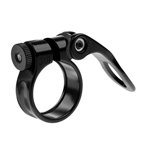 Dolity 31.8mm Diameter Bicycle Seat Clamp Seatpost Clip Tube Lock - Aluminum Alloy Road MTB Cycling Bike Bicycle Quick Release Seatpost Clamp - Black - Thumbnail 2
