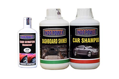 INDOPOWER KG726-CAR Shampoo 250ml+ Dashboard Shiner 250ml+ Scratch Remover 100gm.
