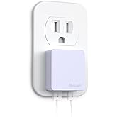 Nekmit Flat USB Wall Charger, Dual Port Slim USB Wall Charger with Smart IC for iPhone 14/14 Pro/14 Pro Max/13/13 Pro/13 Pro Max/12/12 mini/12 Pro, Galaxy, Pixel, iPad Pro, AirPods and More, Purple