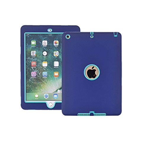 iPad 2017 case cover 9.7 inch rubber for kids heavy protective shockproof silicone rubber ipad air 2 a1823 a1822 5th generation 4th generation a1458 (Deep blue blue)