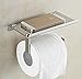 Toilet Paper Holders Wall Mount Toilet Paper Holder ,Stainless Steel Bathroom Tissue Holder with Mobile Phone Storage Shelf, for Kitchen and Bathroom 304 Stainless Steel Silver