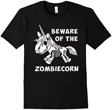 Mens Zombie Unicorn T-Shirt Halloween BeWare Of The Zombiecorn XL Black