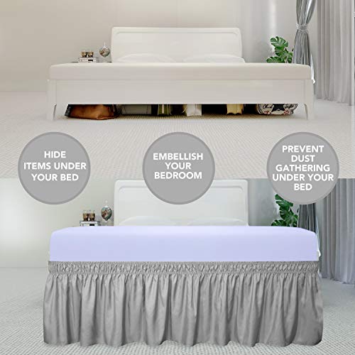 PureFit Wrap Around Ruffled Bed Skirt with Adjustable Elastic Belt 18