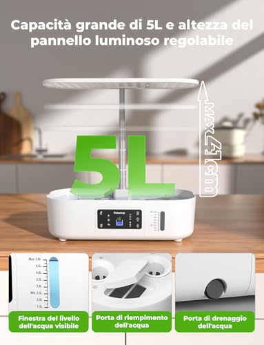 GOLUMUP 13 Pods Hydroponic Greenhouse, Smart Garden with Dual Grow Modes, with LED Grow Light, Automatic Timer, Adjustable Height, White
