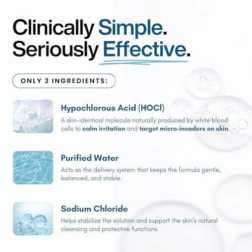 Hypochlorous Acid Spray – Dermatologist Tested HOCl Facial Cleanser for Sensitive, Acne-Prone & Irritated Skin – Soothes Redness, Eczema, Rashes & Itching – Skin Repair Spray, 60 ml + 200 ml - Honeydew Labs