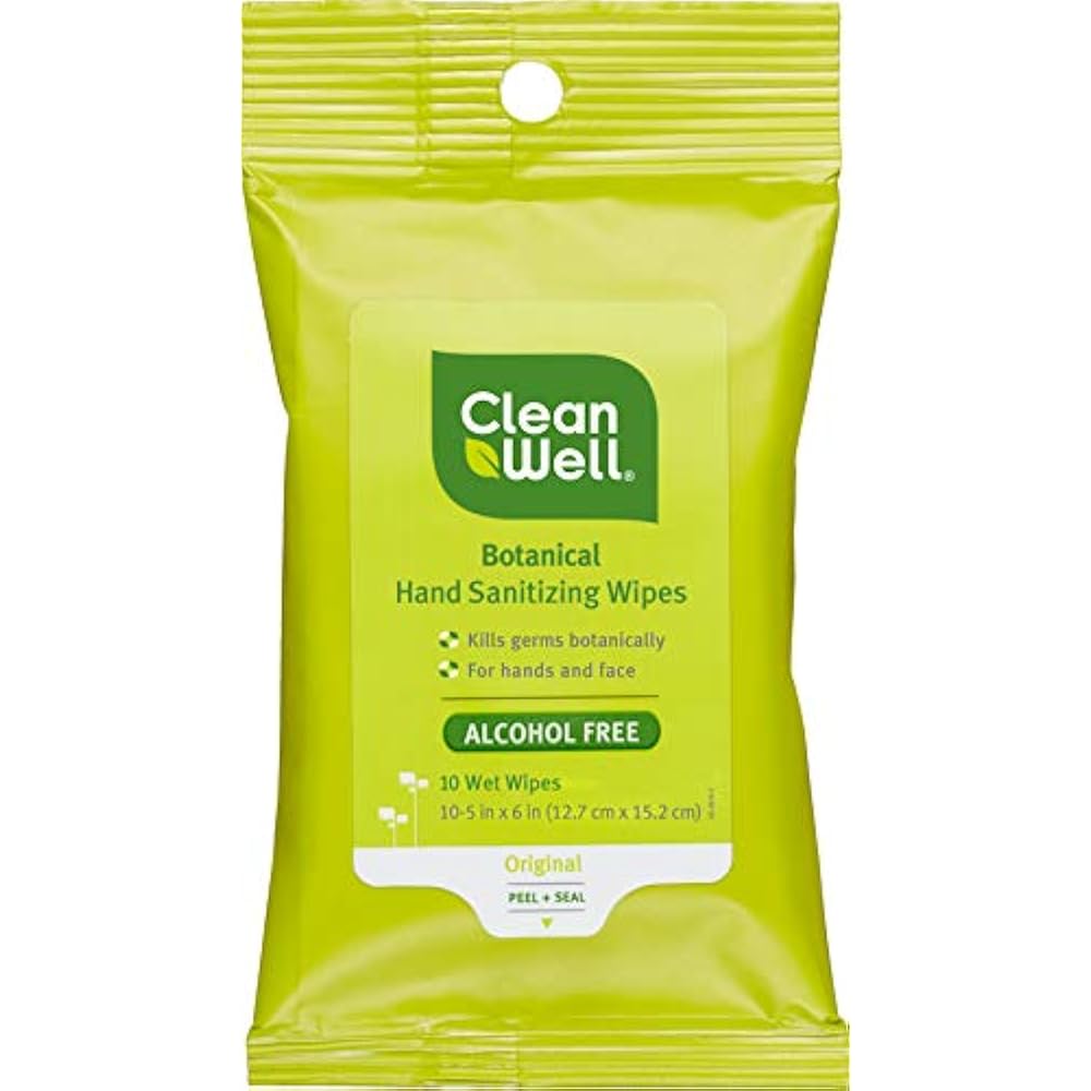 CleanWell Botanical Hand Sanitizing Wipes Original 10 Count 8 PK Travel