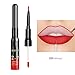 Matte Liquid Lipstick Lip Liner Set, QiBest 3 Pcs Double End 2 in 1 Red Burgundy Color Waterproof Long Lasting Durable Non-Stick Cup Lip Gloss Makeup Kit (Goth)