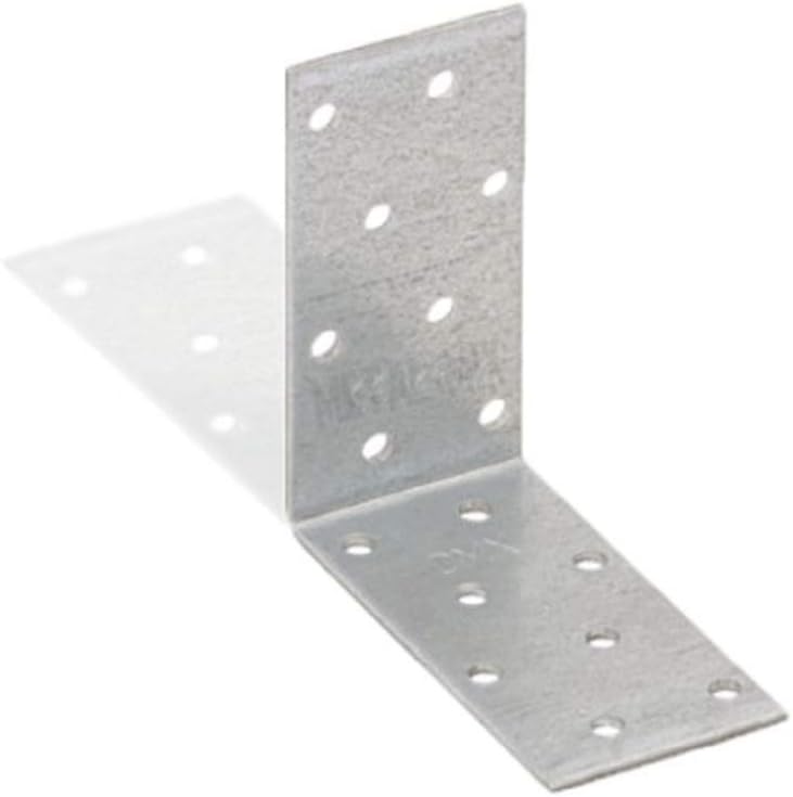 KM7 Galvanized Steel Angle Brackets, 80x80x40x2mm, Corner Braces, Strong Timber Connector, Support Joint, L Shape Shelf (4)