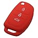 Horande 3 Buttons Silicone Key Fob Cover Fit for Hyundai Santa fe Sonata Folding Flip Keyless Entry Remote Control Key Fob Case Shell Blank Fob (red)
