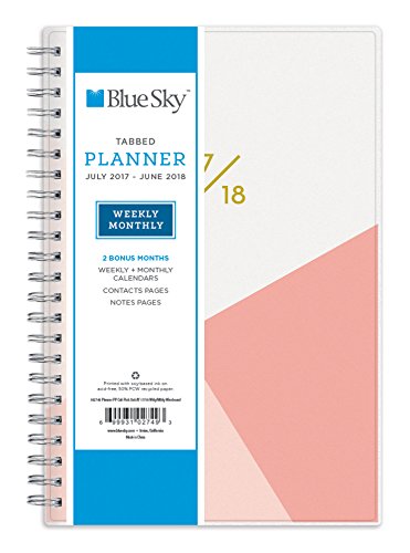 Blue Sky 2017-2018 Academic Year Weekly & Monthly Planner, Twin-Wire Bound, 5" x 8", Cali Pink