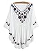 VNAS Women's Embroidered Kaftan Crinkle Peasant Blouse Shirt Plus Size Embroidered Tunic Tops