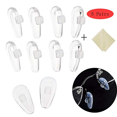 BEHLINE Premium Quality 5 Pairs 14mm Soft Silicone Air Chamber Push-in Eyeglass Nose Pads