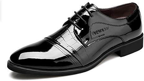YangXieJiang Lace Up Patent Leather Oxford Dress Shoes Formal Wedding Shoes 8015 Black 7 D(M) US