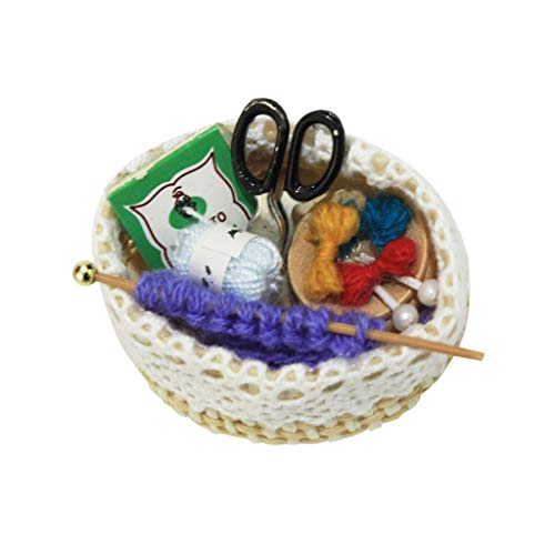 Vibola 1/12 Dollhouse Accessories,1:12 Scale Dollhouse Miniature Knitting Tools Model for Doll House Suitable for Kids Pretend Play Dollhouse Toy