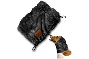 SSaYo Dog Ear Muffs Noise Protection - Soft Calming Hood for Anxiety Relief, Fireworks, Thunder, Grooming & Vet Visits - Elastic Band & Comfortable Neck Warmer for Travel (Black, Medium)