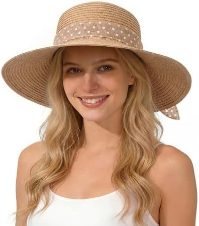 Senker Fashion Sun Hats for Women Oversize Wide Brim Straw 