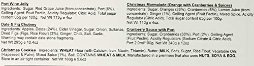 Mrs Bridges Christmas Gift Box Selection 36 Ounce (Port Wine Jelly, Christmas Marmalade, Cranberry Sauce with Port, Date & Fig Chutney, Christmas Cookies)