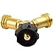 SHINESTAR Propane Tank Splitter with Valves, Propane Y Splitter Adapter for Gas Grills, Camping Stoves, Gas Burners, Heater and More, Solid Brass