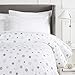 Amazon Brand – Pinzon Cotton Flannel Duvet Cover - Queen, Falling Snowflake Blue