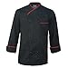 10oz apparel Long Sleeve Black Chef Coat with Red Piping M