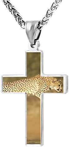 Kenlove87 Patriotic Cross Cheetah Leap Religious Lord'S Zinc Jewelry Pendant Necklace