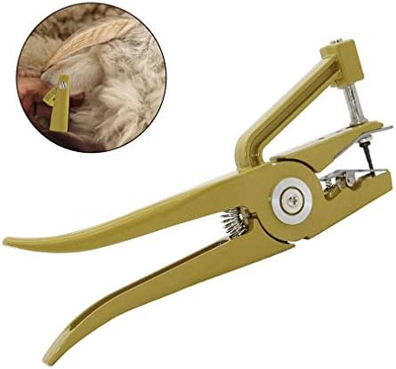 juqilu Universal Livestock Animal EarTag Pliers, Green Ear Tag Plier Applicator Puncher Tagger with Spare Pin for Installing Pigs Cattle Sheep Ear Tags