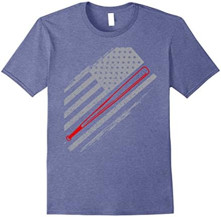 Mens Patriotic Baseball American Flag XL Heather Blue