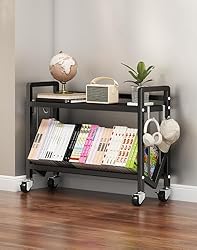 2 Tier All-Metal Rolling File Cart with Locking