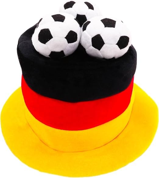 Toyland® Germany Flag Novelty Football Fan Top Hat With 3D Footballs - Perfect For German Celebrations - 8 Countries Available