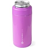 HydroJug Slim Can Cooler - 2-in-1 Insulated Can Cooler Cup - Stainless Steel Slim Can Holder with Non-Slip Rubber Base - Screw-Top Lid - Dishwasher Safe - 12oz, Pulse