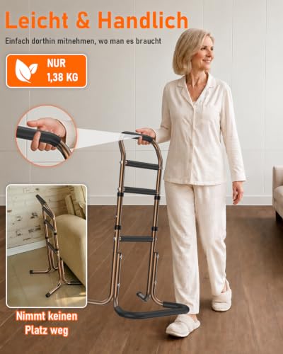 Standing Aid for Seniors, Height-Adjustable Walking Aid and Standing Aid, Ergonomic Handles for Comfortable Standing from Bed, Sofa and Toilet, Non-Slip U-Base for Secure Standing, for Disabled People