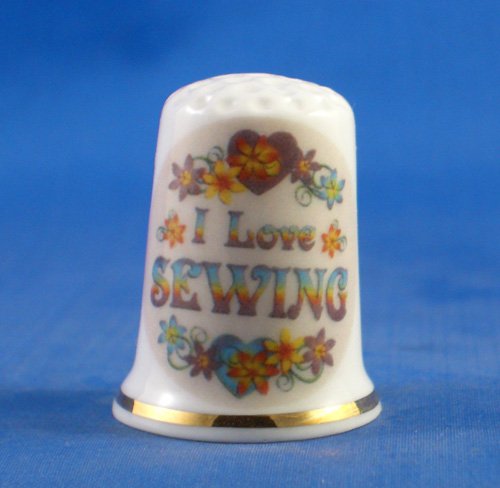 Porcelain China Thimble -- Love Sewing
