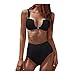 Mlide Womens Two Piece Swimming Suit High Waited Solid Color Push-Up Solid Color Beachwear Blackthumb 1