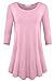 JollieLovin Womens Plus Size 3/4 Sleeve Tunic Tops Loose Fit Casual Swing Basic T Shirt to Wear with Leggings Pink