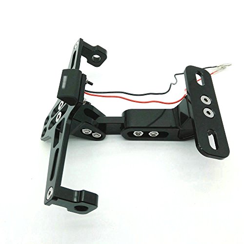Heinmo Motocross Motorcycle Led Tail Light Adjustable License Number Plate Frame Holder Bracket Universal for Honda Yamaha(Black)
