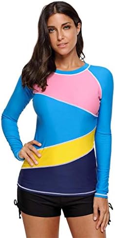 IAMUP Women's Long Sleeve UV Tops Sun Protection Swimsuit Rash Guard Surf Swim Surfing Summer Swimming Top