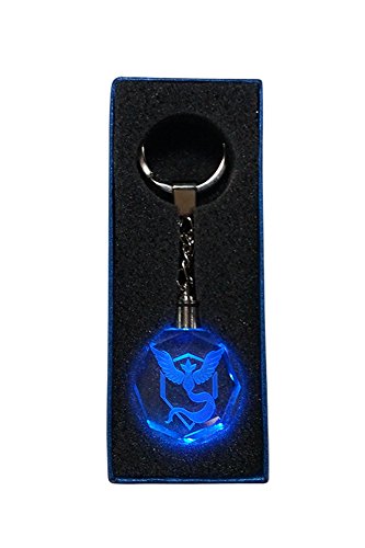 Pokemon Go Logo LED Keychain Pendant Team Mystic Blue Symbol Keyring Dangler