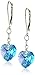 Amazon Collection Sterling Silver Swarovski Elements Aquamarine Color Aurora Borealis Heart Shape Drop Earrings