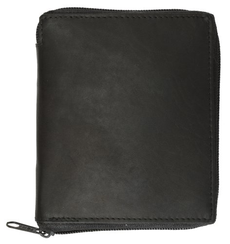 Mens Leather Zippered Wallet style - 702 (Color:Black)