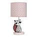 Lambs & Ivy Little Woodland Raccoon Lamp with Shade & Bulb, Pink/White