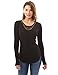 PattyBoutik Women Crochet Lace Inset Curved Hem Blouse (Black Large)
