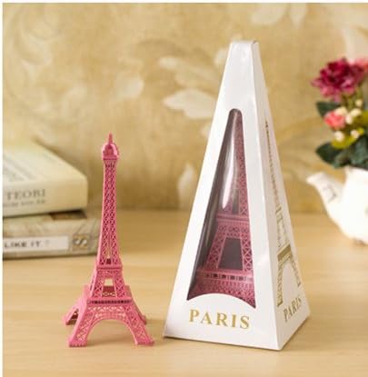 Eskyshop1 Pink Metal French Eiffel Tower Statue Figurine Replica Centerpiece Room Table Decor Jewelry Stand Holder French Souvenir Gift from Paris, France (10 Inches)