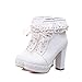 Susanny Womens Office Party Sweet Lolita Platform Chunky High Heel PU Lace up White Ankle Boots 7 B (M) US
