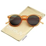 zeroUV - Retro Horn Rimmed Keyhole Nose Bridge P3 Round Sunglasses 49mm (Matte Orange / Green)