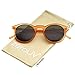 Retro Horn Rimmed Keyhole Nose Bridge P3 Round Sunglasses 49mm (Matte Orange/Green)