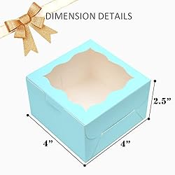 Light Blue Bakery Boxes with Window 4x4x2.5 inches