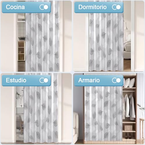 Cortina de Baño para Ducha 180x180cm Cortina para Regadera Impermeable PEVA 12 Ganchos Shower Curtain Opaca a Prueba de Moho para Hogar Bañeras Cabina Hotel Protección de Privacidad Patrón de Hojas